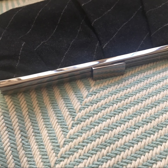 Gray Striped Wool Clutch Handbag - Picture 2 of 5